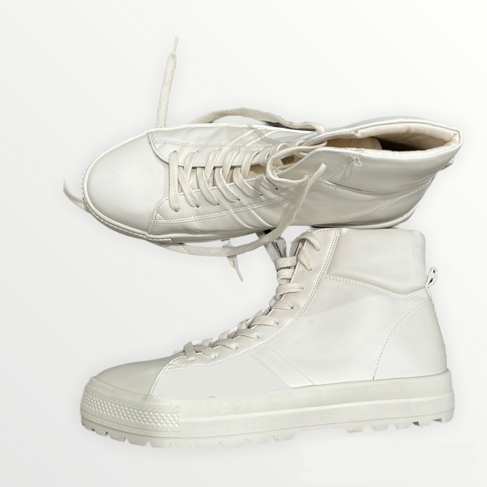 White Faux Leather Boots